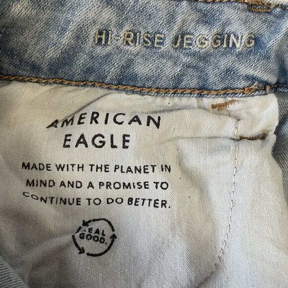 American Eagle HI-RISE JEGGING Women's 12R Blue Light Wash Stretch Denim - Picture 7 of 10